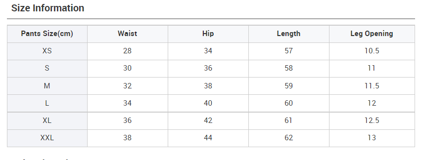 Size Chart