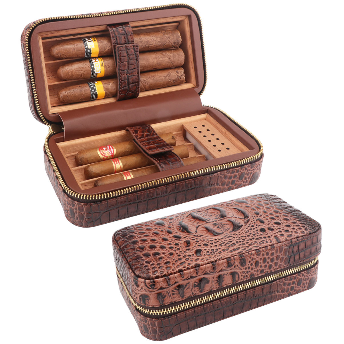 Leather Cigar Travel Case, Leather Cigar Humidor Bag