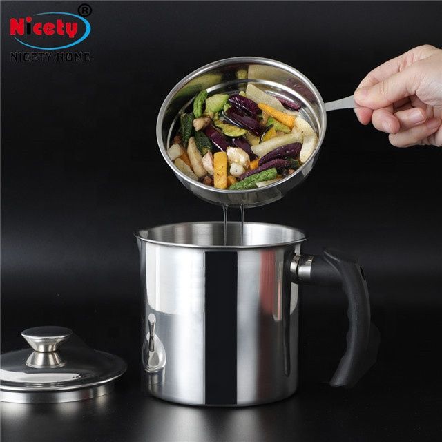 Stainless Steel Cooking Oil Bacon Grease Keeper Storage Container With  Strainer