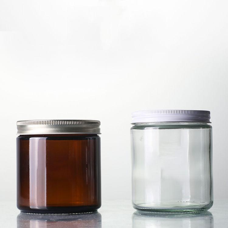 China Wholesale Straight Side Customized Clear Glass Candle Jar with Metal  Lid factory and manufacturers