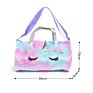 Kids Cute Cartoon Stylish Rainbow Unicorn Overnight Purple Pu Plush Handbag Duffel Tote Fur Travel Bags Traveling Bag for Kids