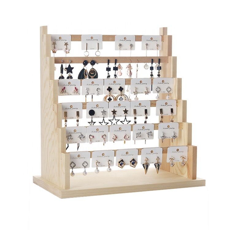 Wooden Jewelry Display Rack, Earring Jewelry Storage Rack, Earrings Bracelet Display Props