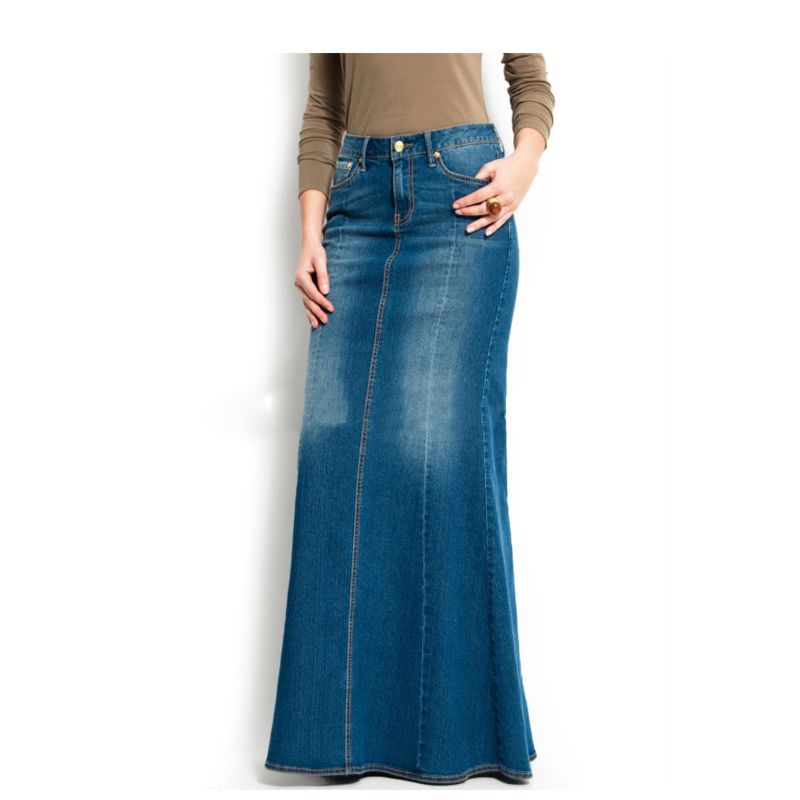 Latest Women Long Straight Maxi Skirts Denim